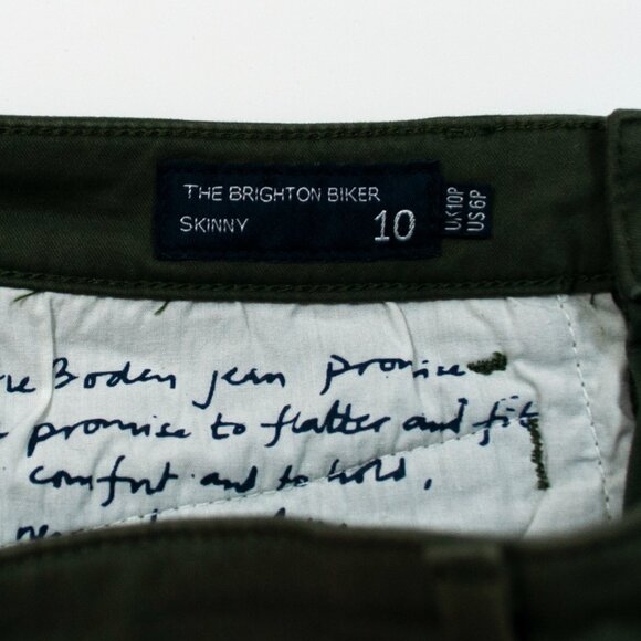 Boden Brighton Biker Skinny Pants Womens 6P Green Petite Moto Stretch G13X - Picture 5 of 6